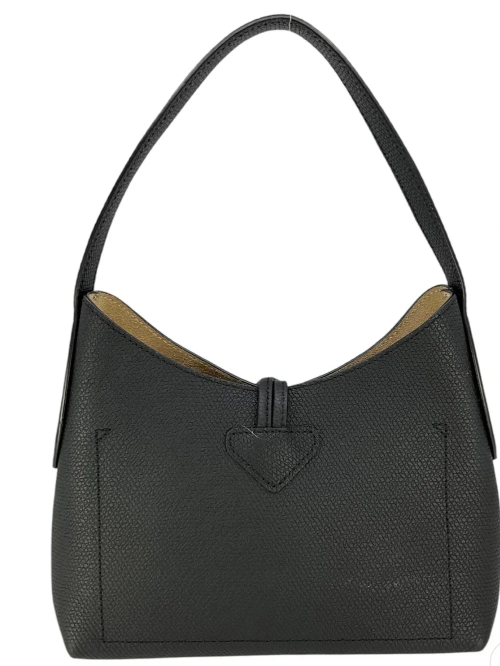 Longchamp Le Roseau Black Grained Cowhide Leather Small Hobo Bag NWOT RARE